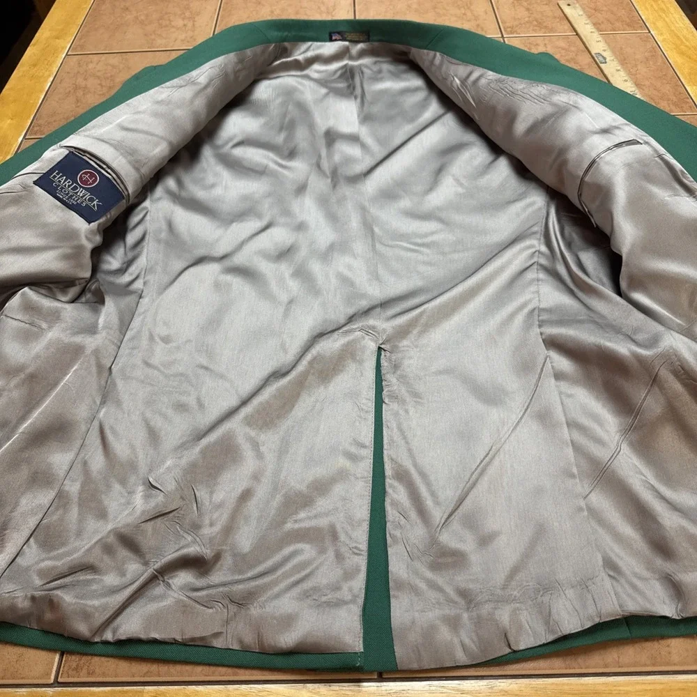VTG Hardwick Wool Blend Kelly Green Blazer Sz 40S Gold Buttons Sport Coat Jacket